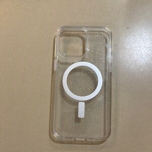 Clear Glitter Phone Case with White Accents